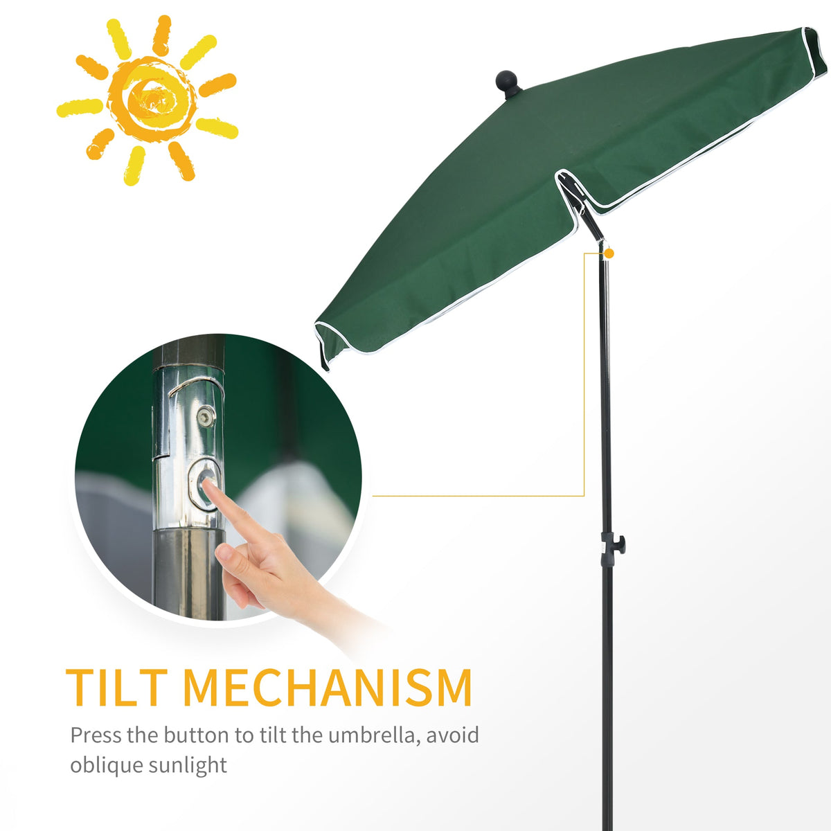 6.5 x 4ft Rectangle Patio Umbrella with Aluminum Pole and Tilt, Green — product view 6