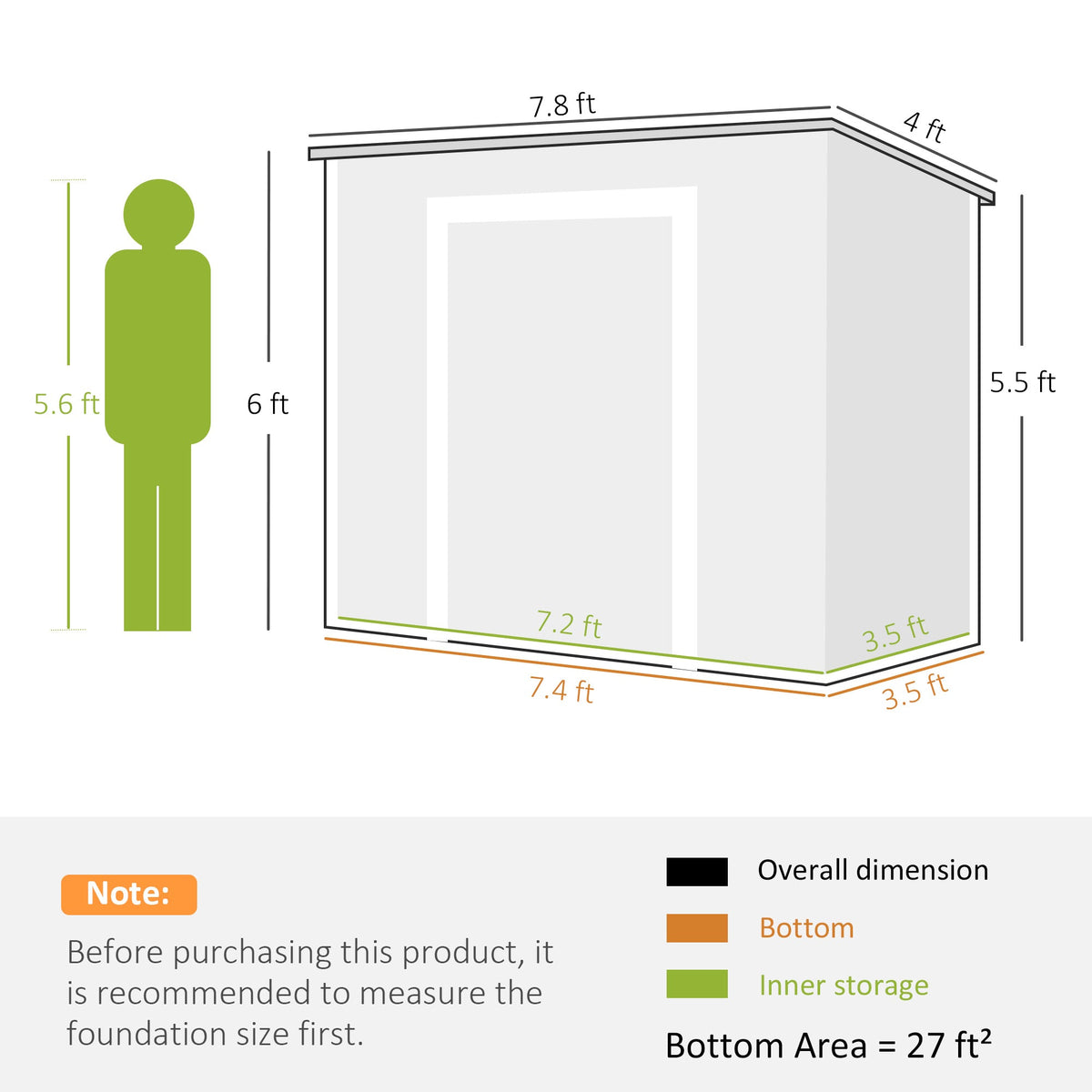EverBase 8' x 4' Outdoor Storage Shed with Window, Lockable Doors and Vents, Light Brown — product view 5
