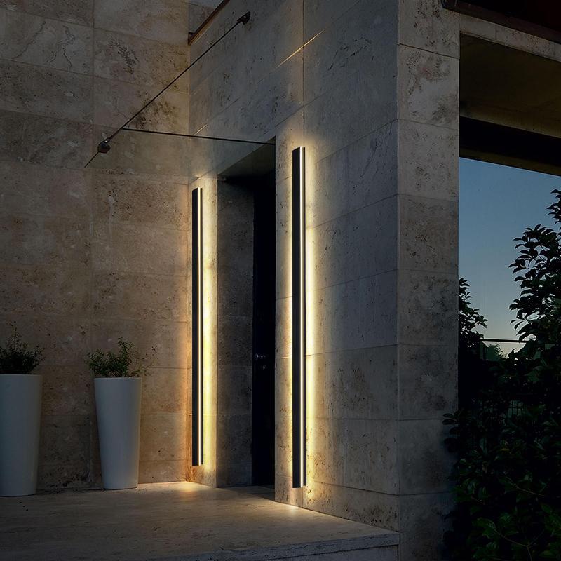 Linear Outdoor Wall Sconce Minimalist LED Black Aluminum Hardwired — 40 to 80 Inch Sets — product view 1