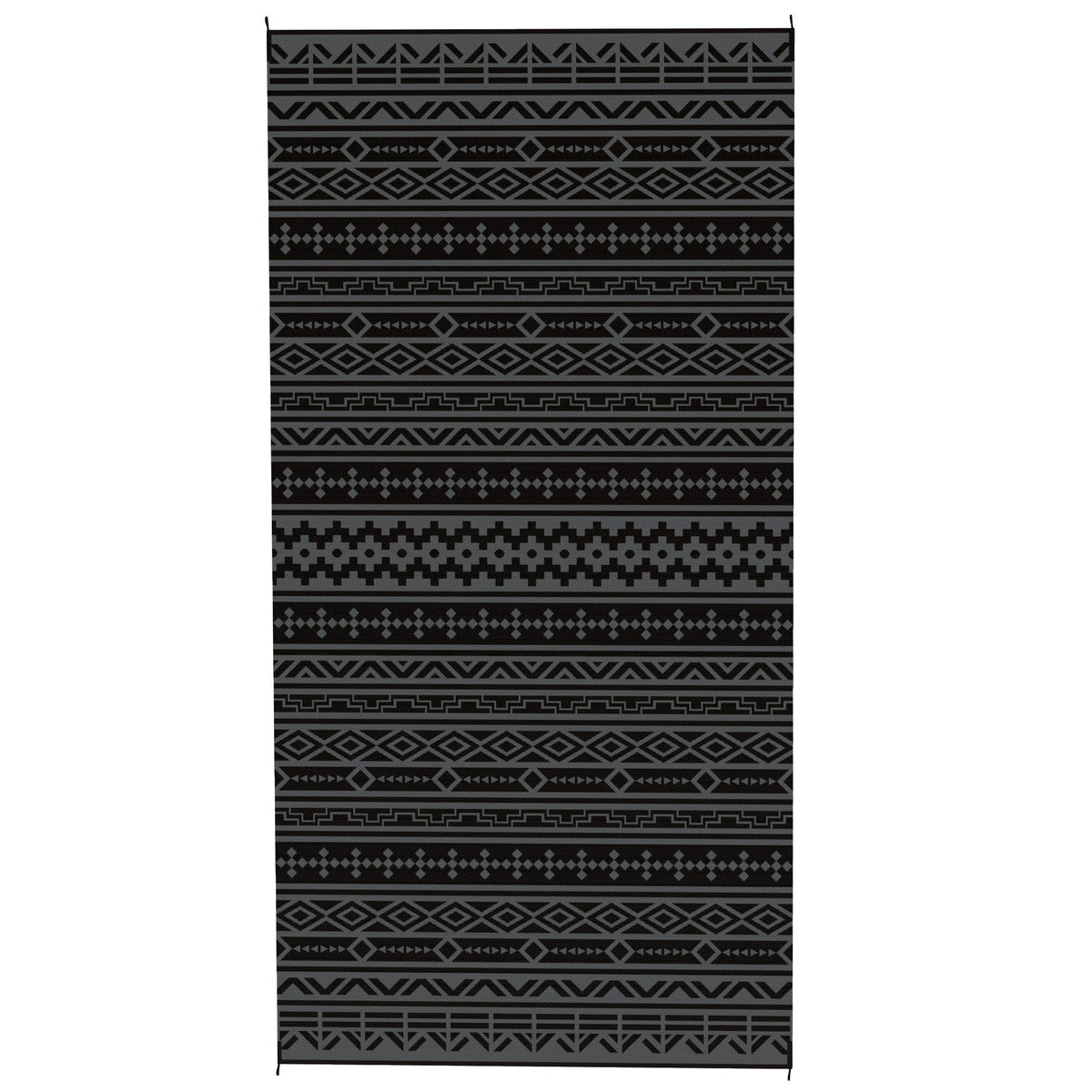 9' x 18' Reversible Outdoor Rug, Black Gray Geometric — product view 1