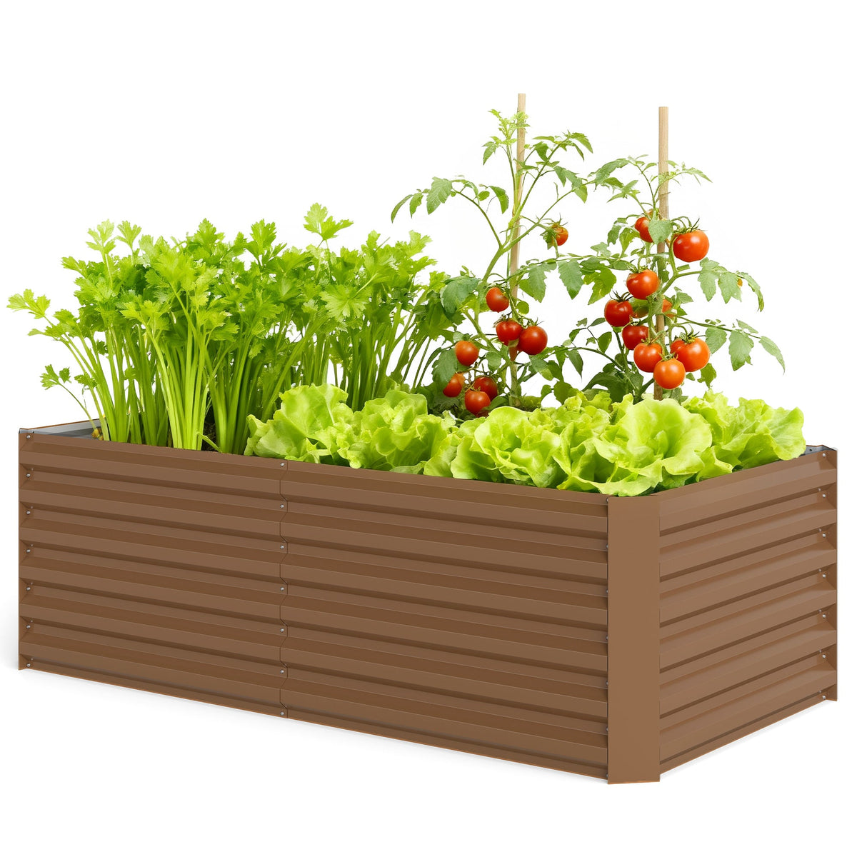 6' x 3' x 2' Galvanized Raised Garden Bed for Vegetables, Brown — product view 2