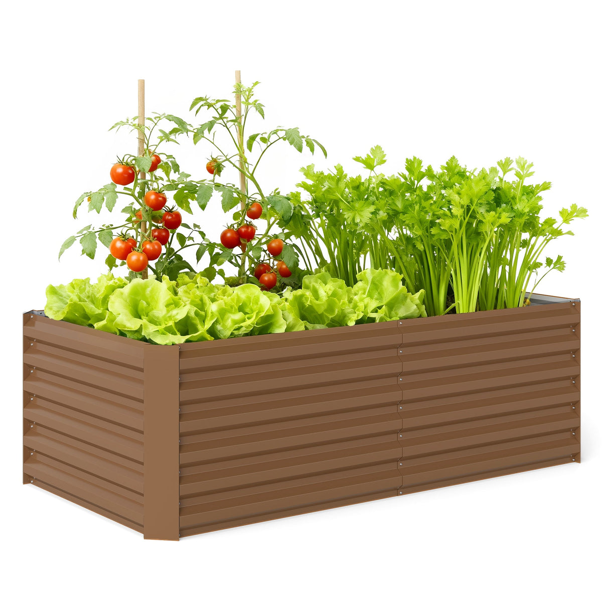 6' x 3' x 2' Galvanized Raised Garden Bed for Vegetables, Brown — product view 1
