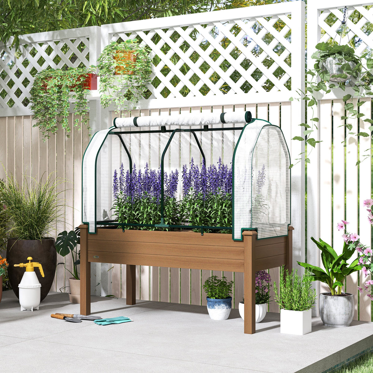 48" x 22" x 46" Raised Garden Bed with PE Cover, Brown — product view 3