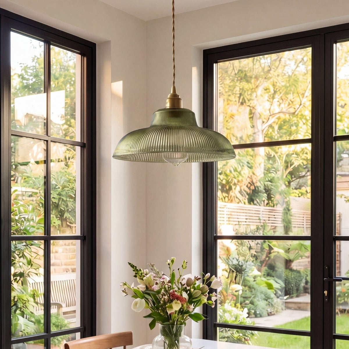 Verdoma Ribbed Glass Pendant Lamp, Mid-Century — product view 2