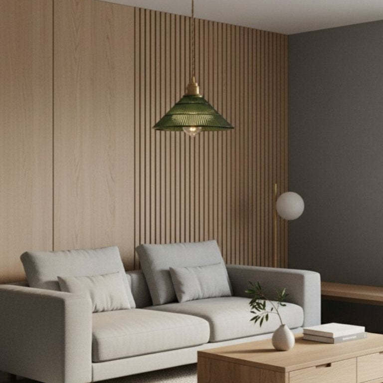 Verdoma Ribbed Glass Pendant Lamp, Mid-Century — product view 4