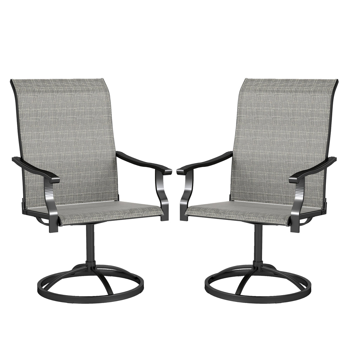 2-Piece Outdoor Patio Swivel Chairs, Gray — product view 1