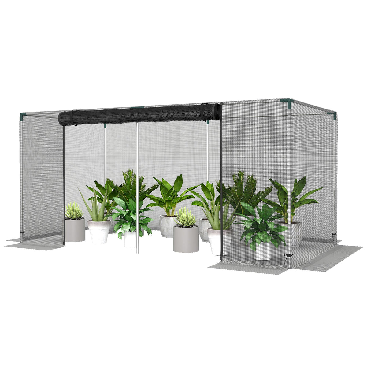 8' x 4' Crop Cage with Zippered Door and Steel Frame, Black — product view 2