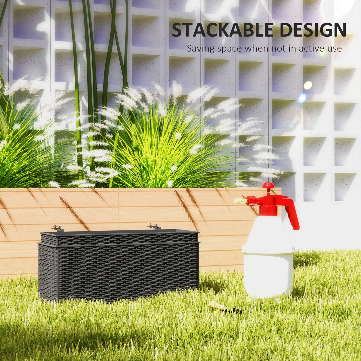 2 Pack 20" Railing Planter Boxes with Hooks and Drainage, Black — product view 7