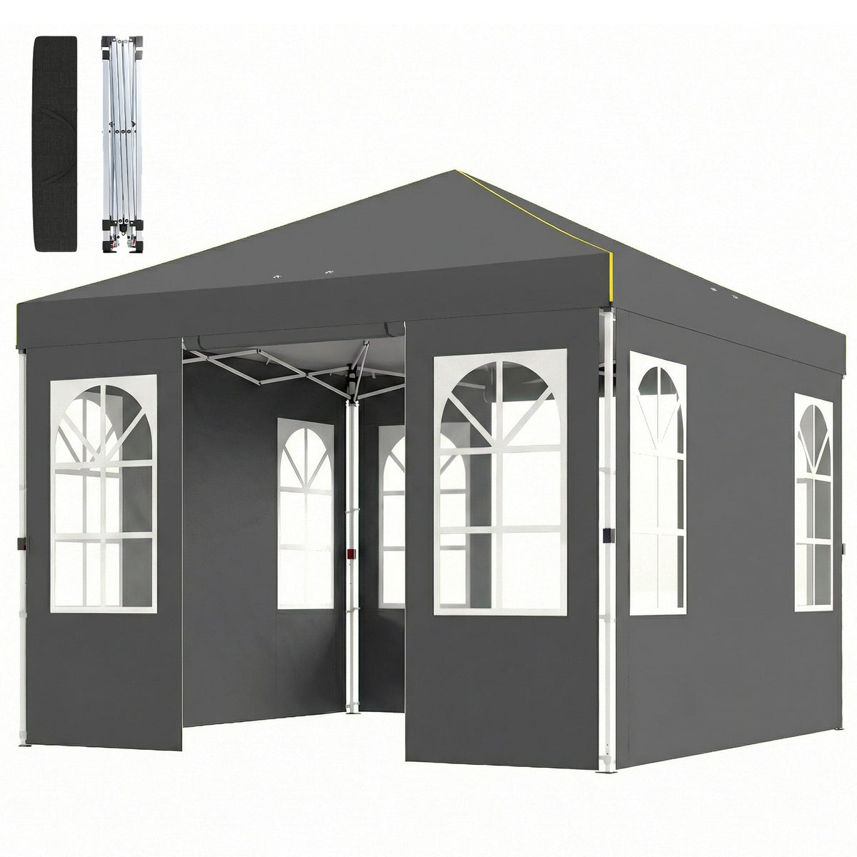 9.6' x 9.6' Pop Up Canopy Tent with Sidewalls, Dark Gray — product view 2