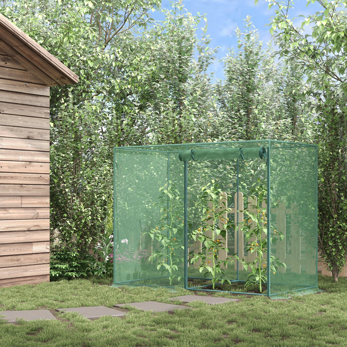 6' x 3' x 5' Crop Cage with Zippered Doors, Green — product view 4
