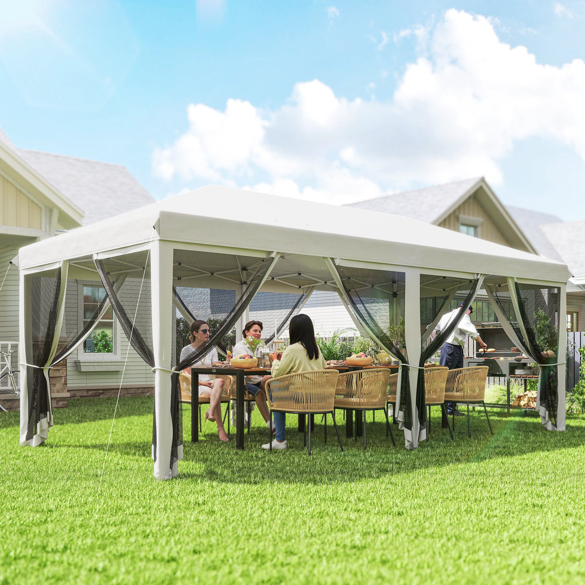 10' x 20' Pop-Up Canopy Tent with Removable Mesh Sidewalls and Carry Bag, White — product view 3