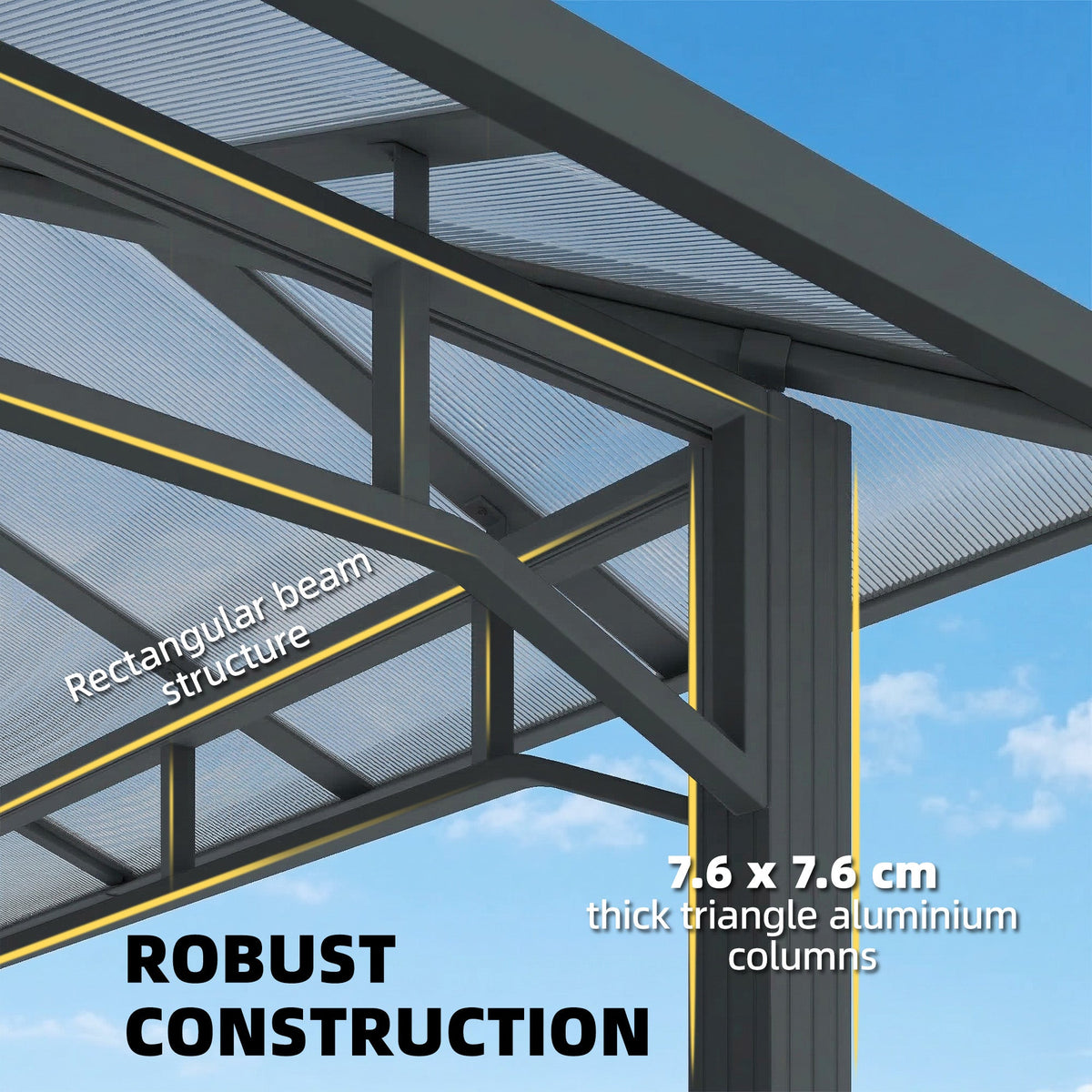 3 x 4 m Hardtop Gazebo with Polycarbonate Roof and Curtains, Dark Grey — product view 7
