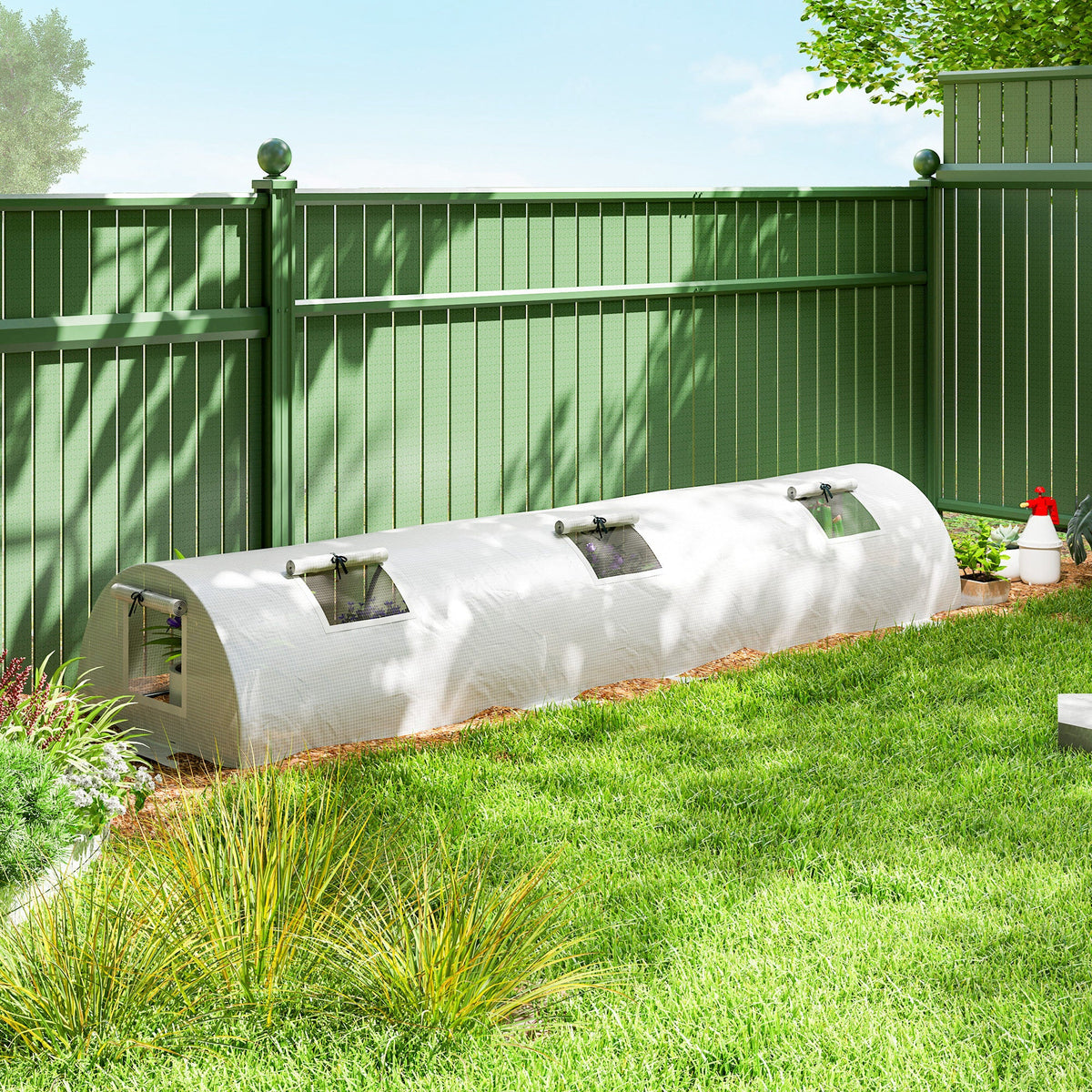 10' x 3' x 2' Portable Mini Greenhouse with 5 Mesh Windows, White — product view 4