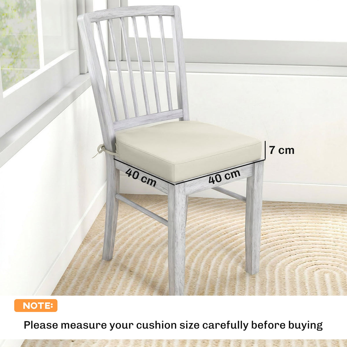 Set of 2 Outdoor Chair Seat Cushions, 40 x 40 cm, Cream White — product view 5