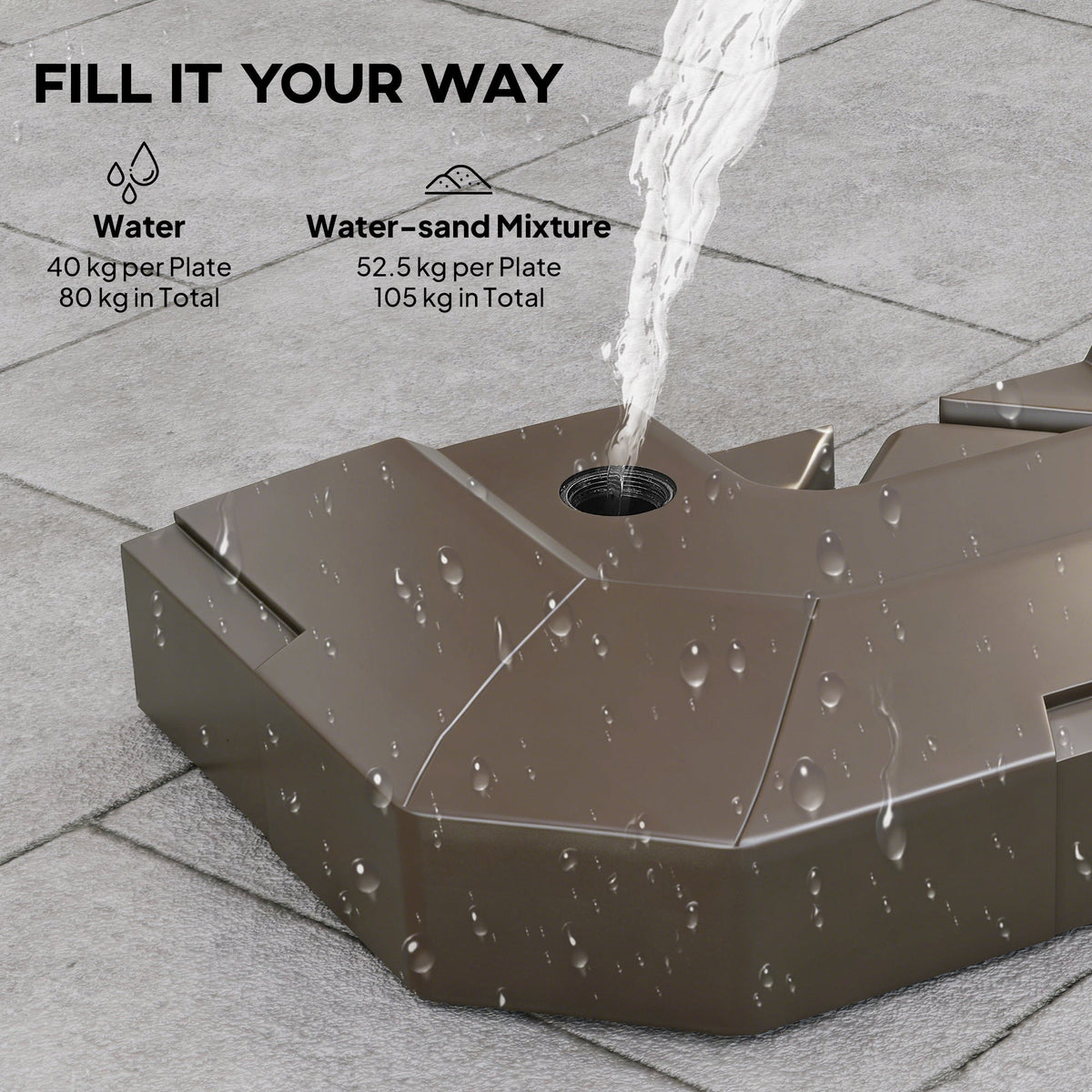 2-Piece Cantilever Umbrella Base Weight Set, 231 lb, Brown — product view 7