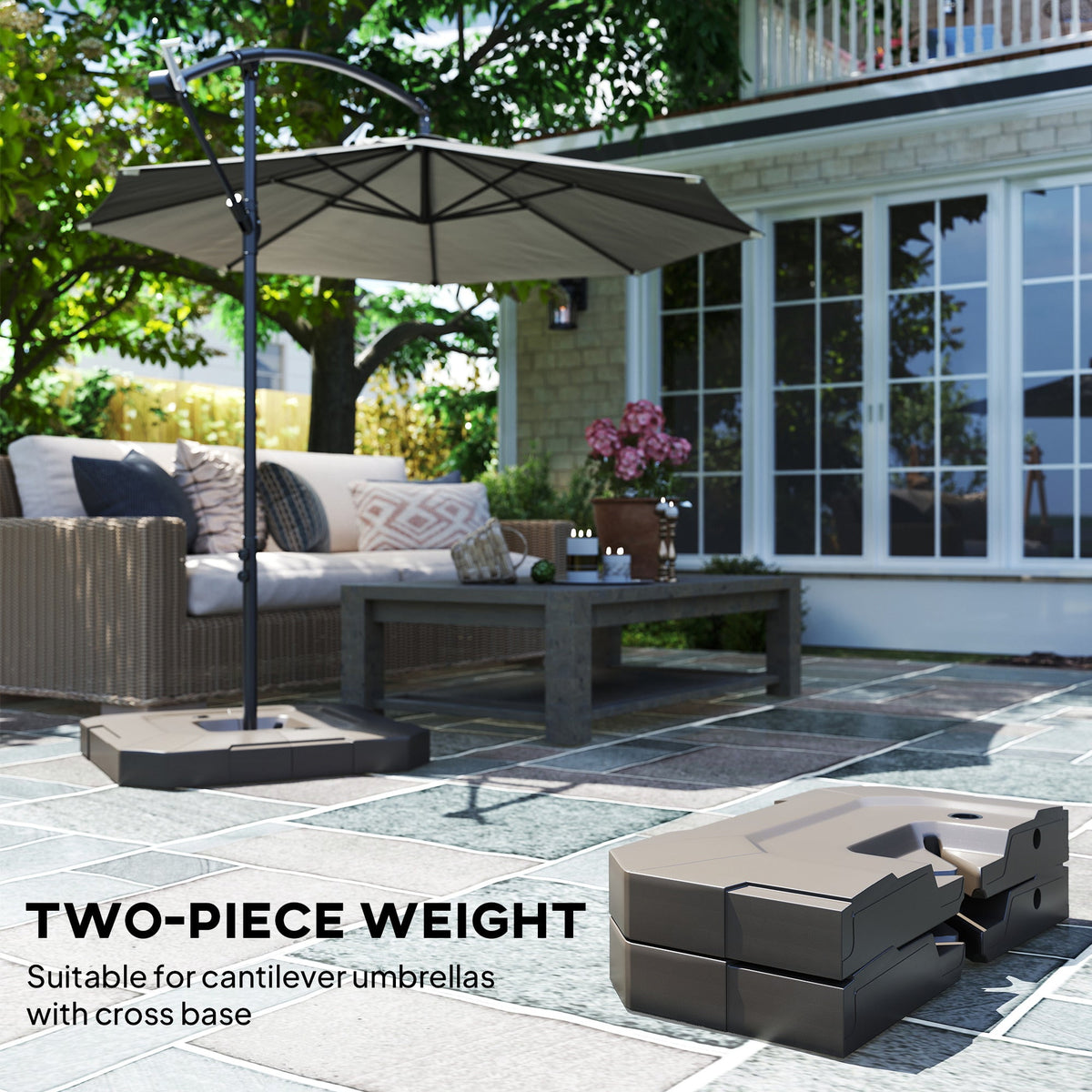 2-Piece Cantilever Umbrella Base Weight Set, 231 lb, Brown — product view 6