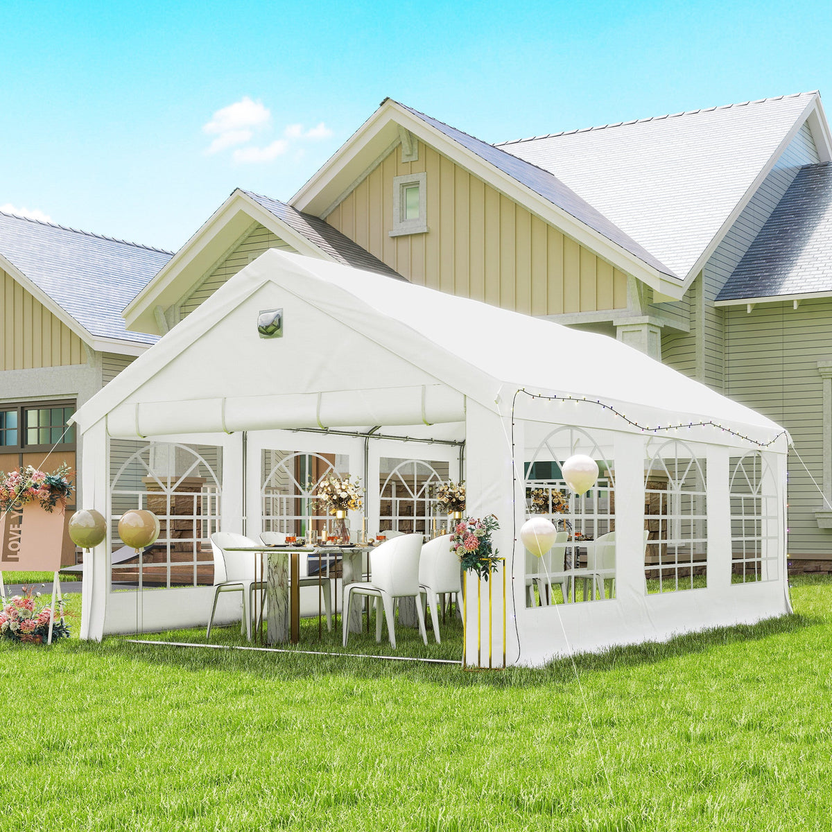 4 x 6 m Gazebo with 4 Removable Sidewalls, White — product view 3