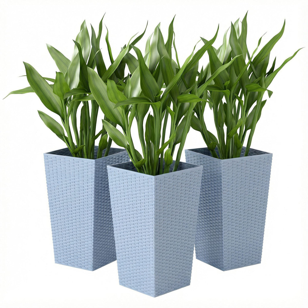 3 Piece 24" Tall Planters with Drainage Holes, Light Gray — product view 2