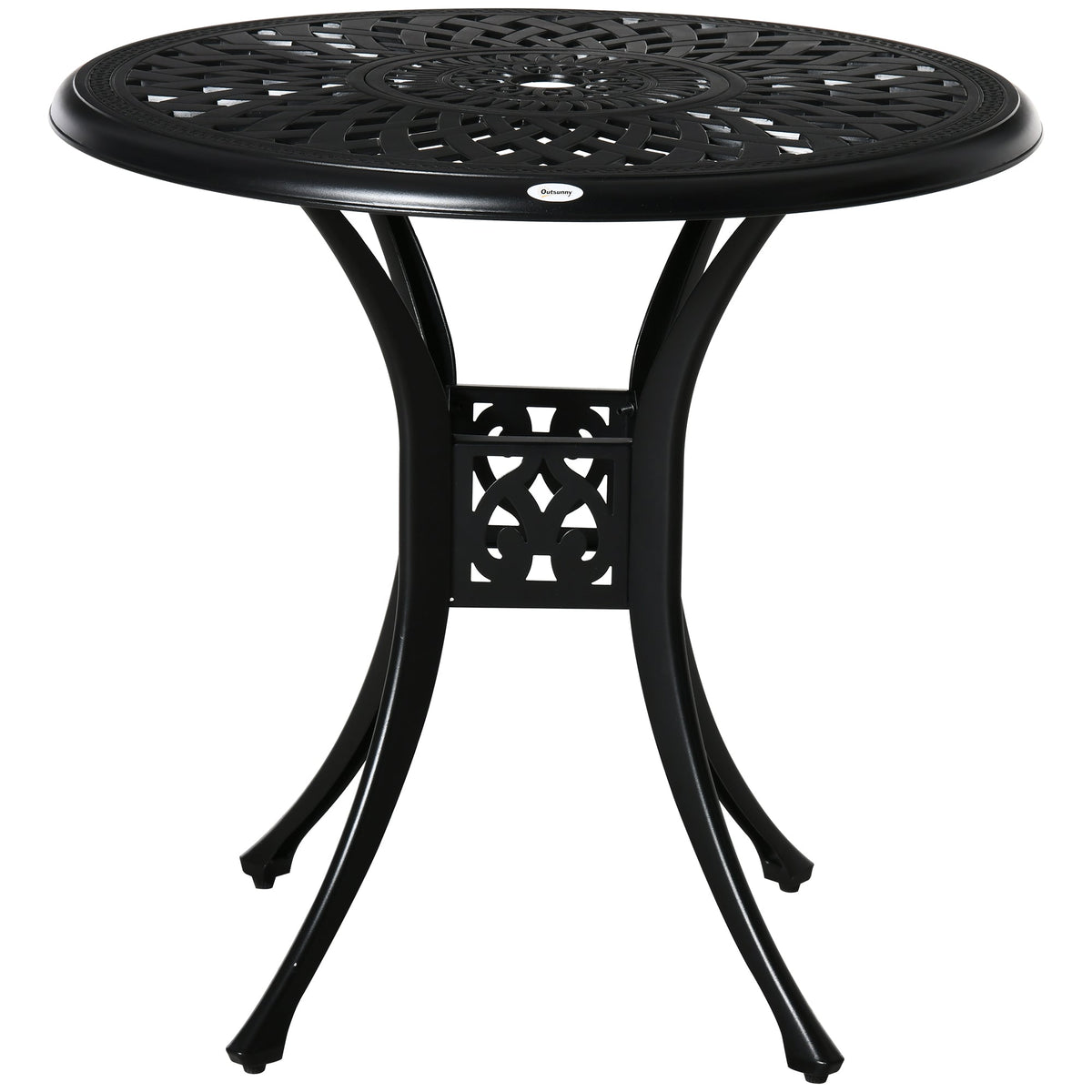 78 cm Round Cast Aluminium Garden Table with Parasol Hole, Black — product view 2