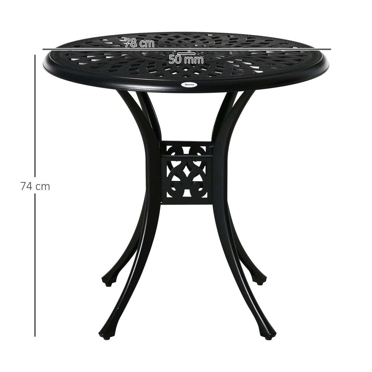 78 cm Round Cast Aluminium Garden Table with Parasol Hole, Black — product view 5