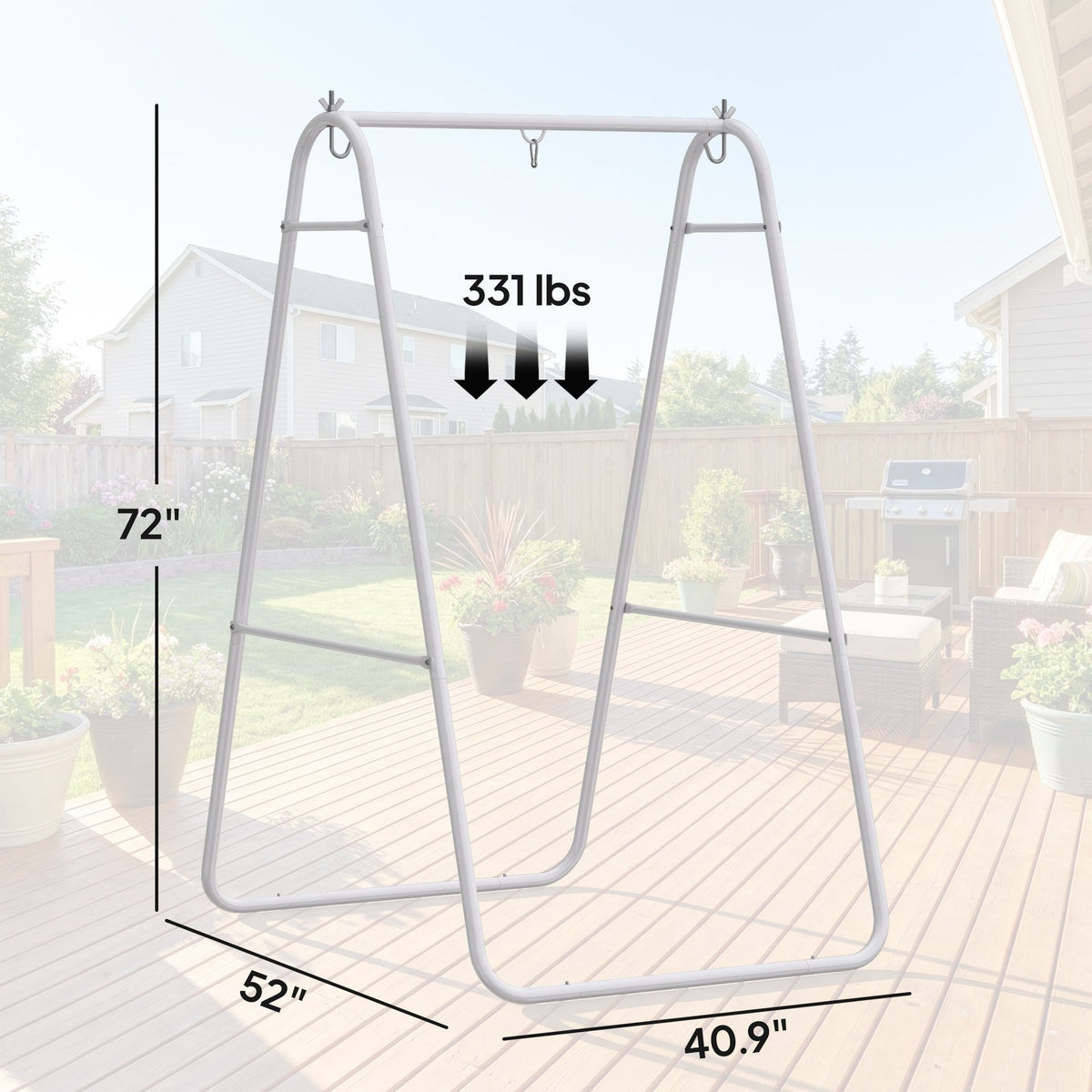 Hammock Chair Stand with Steel Frame, 330 LBS Capacity, White — product view 5