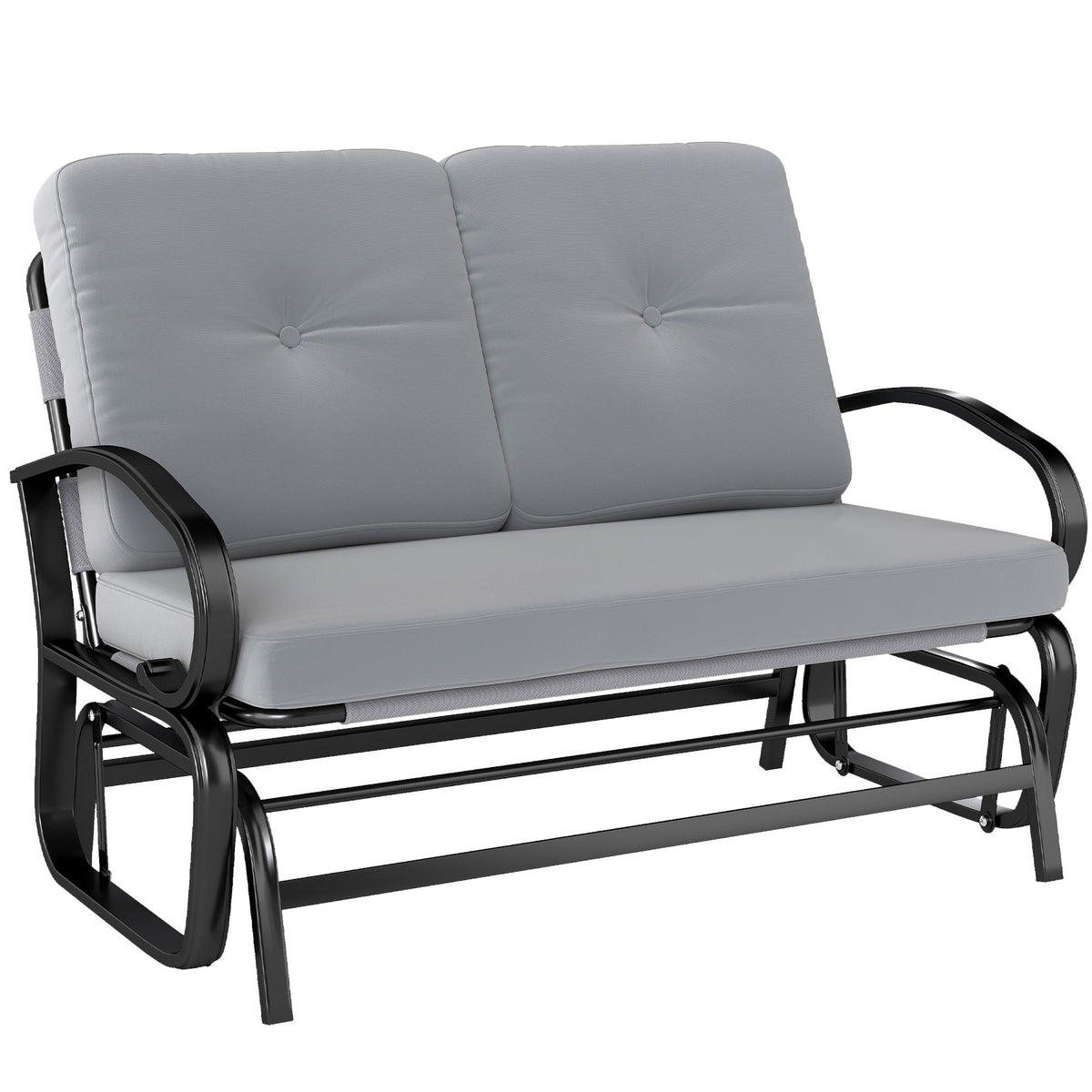 2-Person Outdoor Glider Bench with Cushions, Gray — product view 1