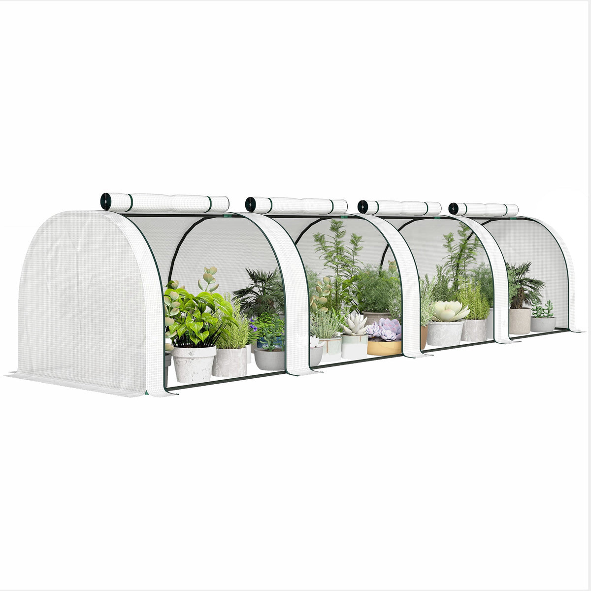 13' L x 3' W x 2.5' H Portable Tunnel Greenhouse, White — product view 1