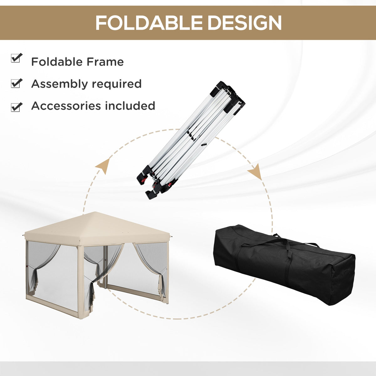 10' x 10' Pop Up Canopy Tent with Netting and Carry Bag — product view 6