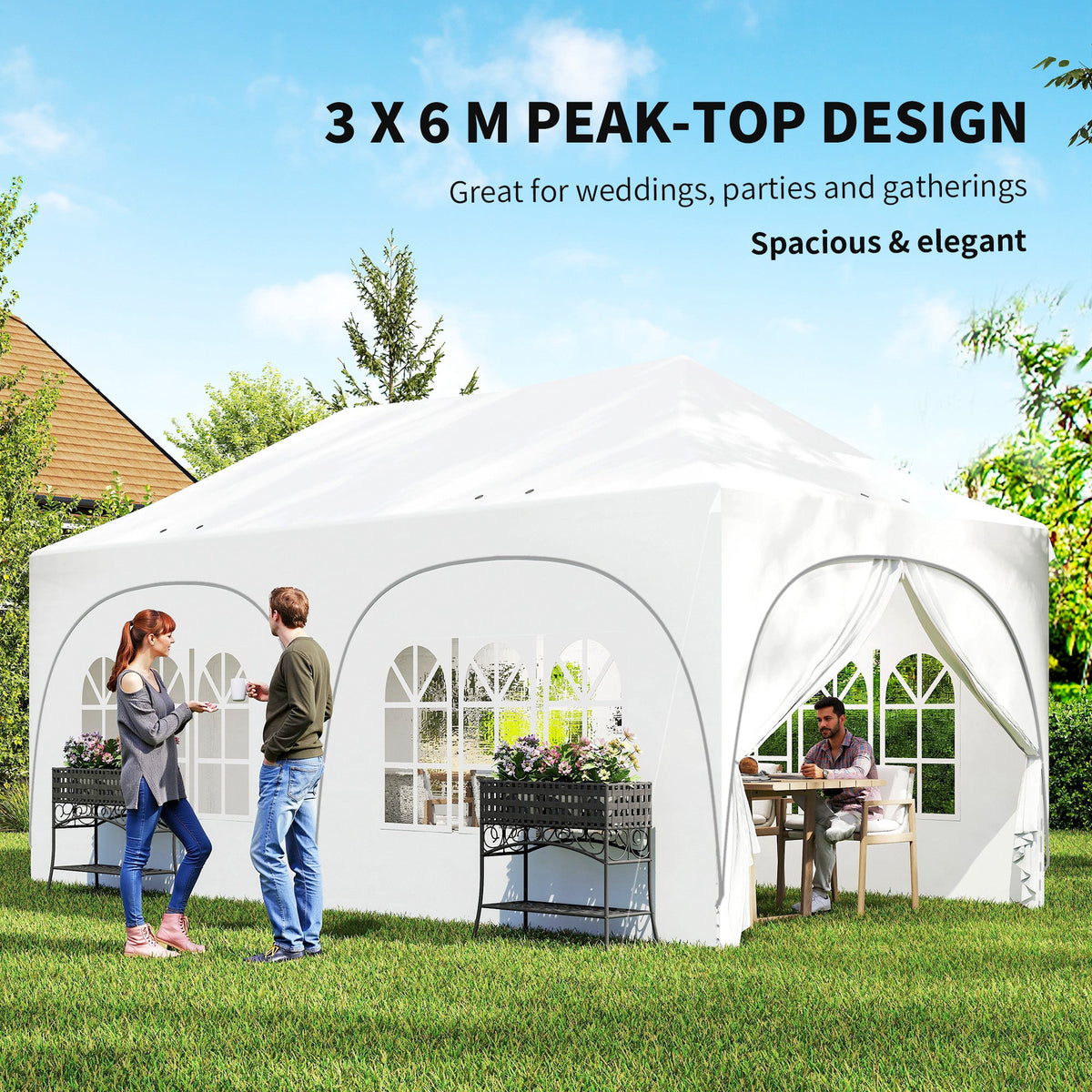 3 x 6m Pop Up Gazebo with Sides, Sandbags & Windows, Light Grey/White — product view 6