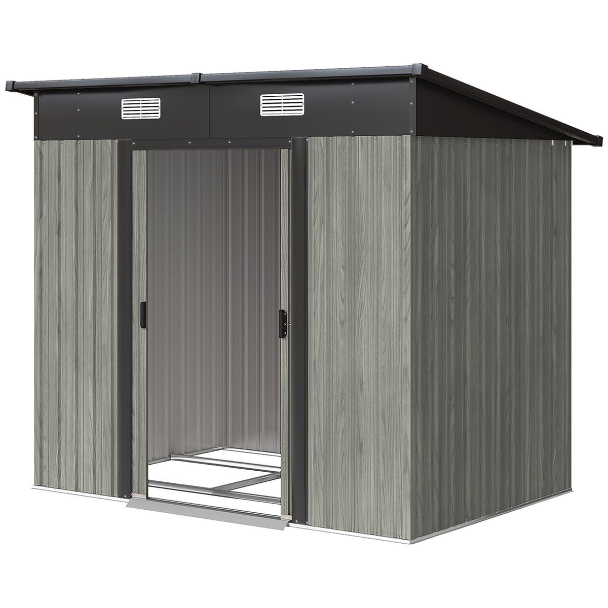 7 x 4 ft Lean-To Metal Shed with Foundation Kit for Bike & Mower, Light Grey — product view 2