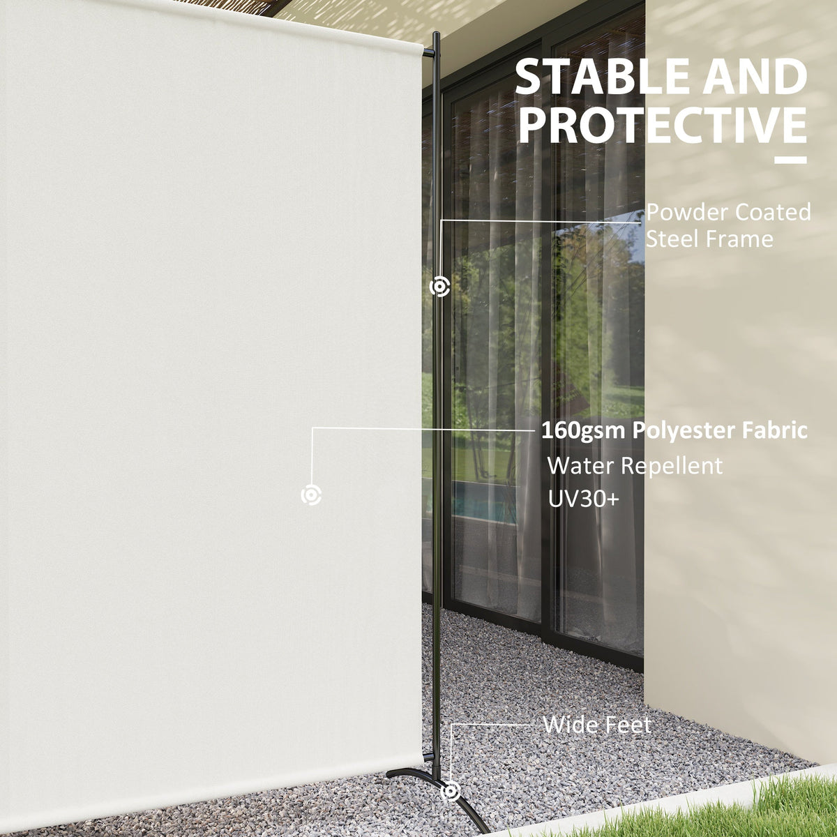 5.9FT Tall Single-Panel Outdoor Privacy Screen with UPF30+ Protection, Beige — product view 7
