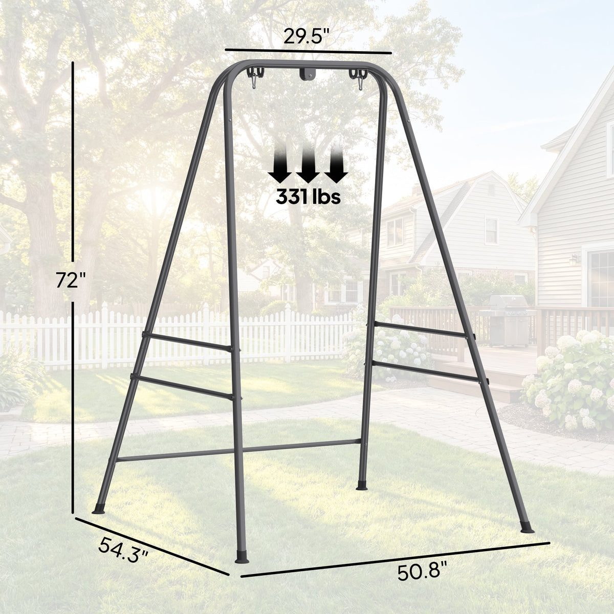 Hammock Chair Stand with Anti-Slip Pads and 2 Carabiners, Gray — product view 5
