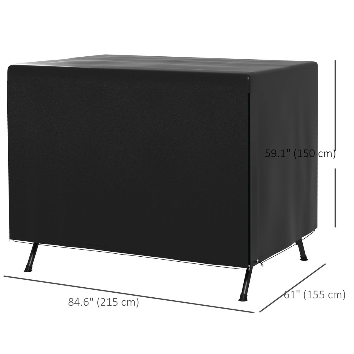 85" x 61" x 59" 3-Seater Patio Swing Cover, Black — product view 5
