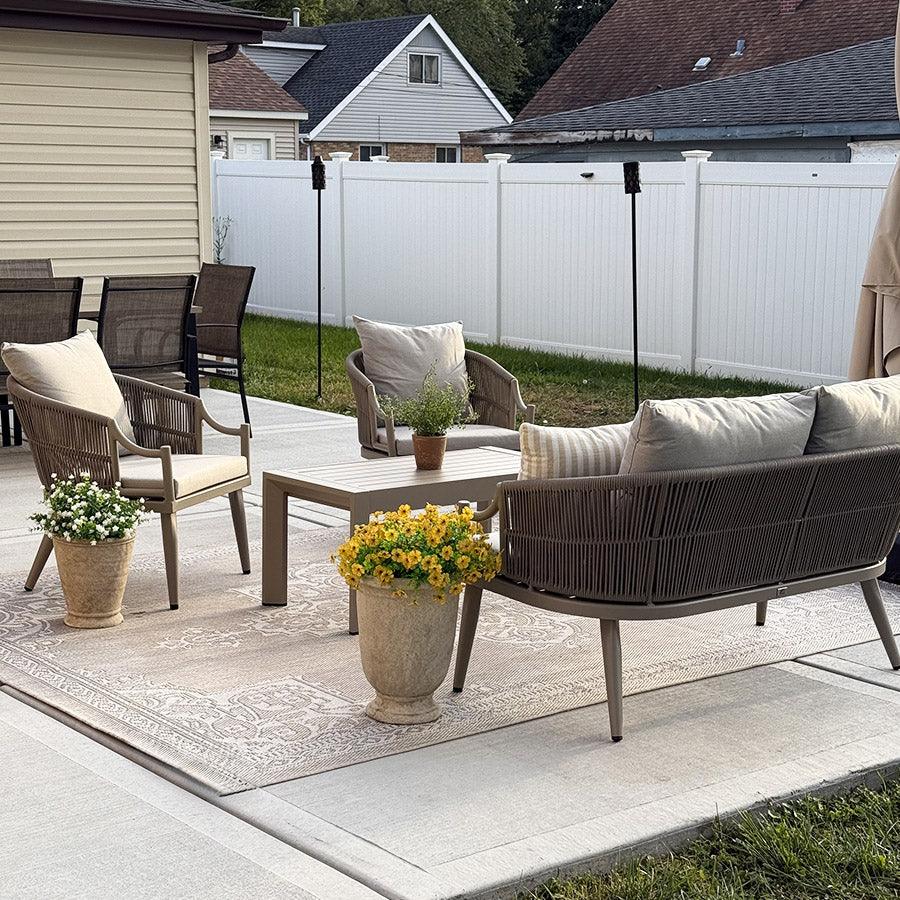 PURPLE LEAF Buler 4/8 Pieces Modern Patio Conversation Set with Rattan Chairs and Coffee Table Sofa for Poolside — product view 2