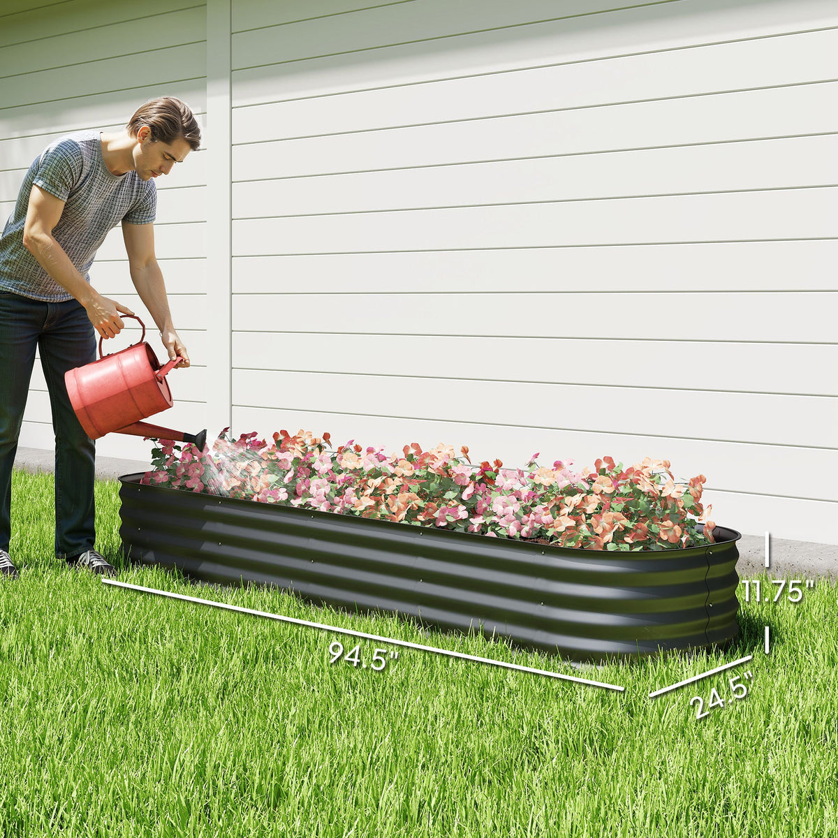 8' x 2' x 1' Galvanized Raised Garden Bed Kit, Dark Gray — product view 5