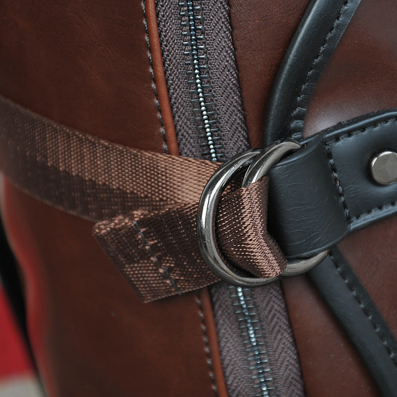 LoungeYard | Brown Business Leather Backpack, with Easy-to-carry Top Handle for Travel, Work and Outdoors — product view 3