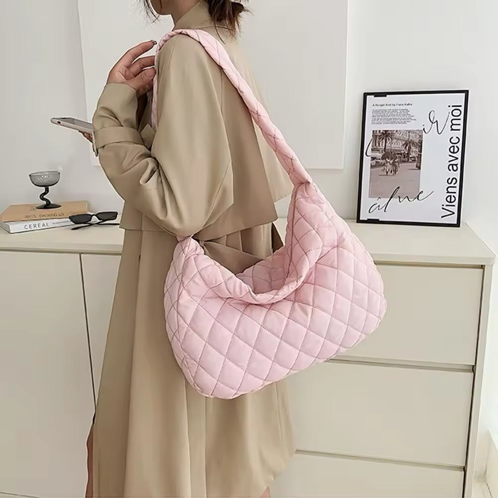 LoungeYard | Padded Ballerina Extra Large Puffer Tote Crossbody Padded Shoulder Bag — product view 2