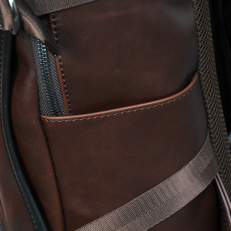 LoungeYard | Brown Business Leather Backpack, with Easy-to-carry Top Handle for Travel, Work and Outdoors — product view 2