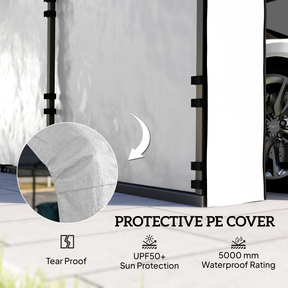 Carport Sidewall Panels Set of 4 for 12' x 20' Carports, White — product view 7