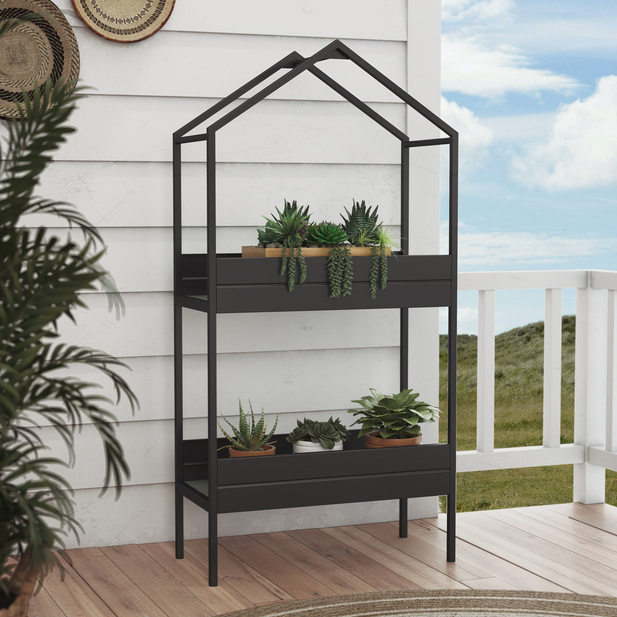 LOUNGE YARD House-shaped Plant Stand, 2 Tier Metal Plant Shelf — product view 2