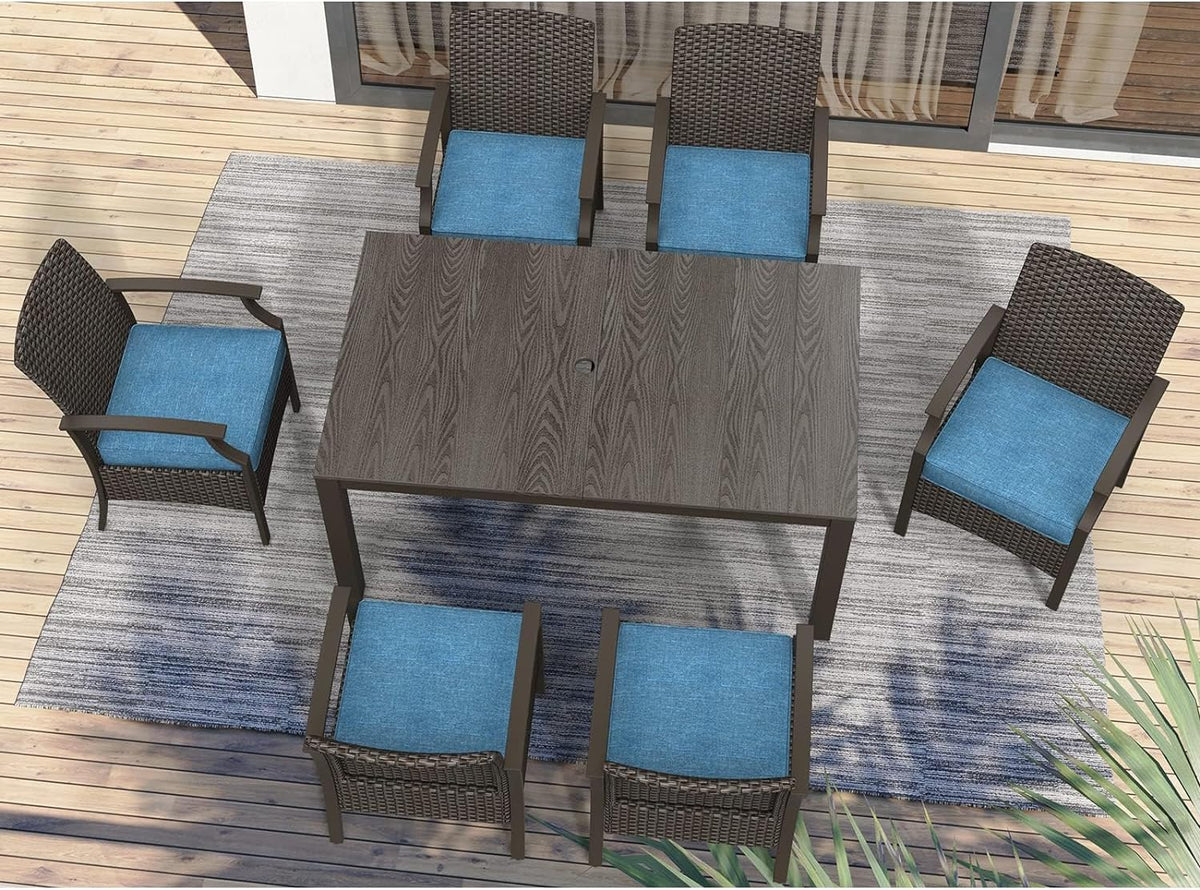 LOUNGE YARD Outdoor Dinning Sets, Traditional Weather-Resistant Wicker Patio Furniture Sets — product view 7