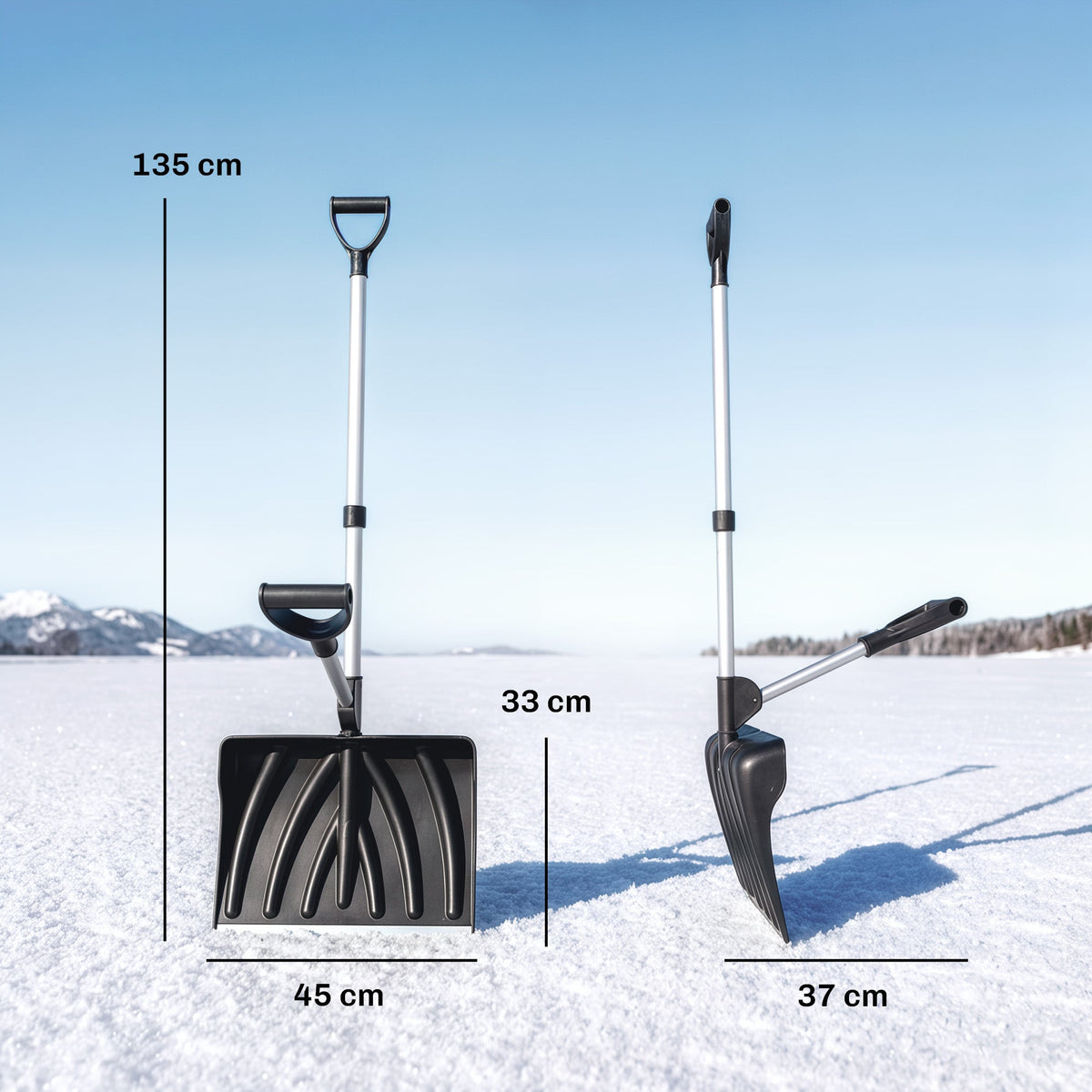 Heavy Duty Snow Shovel with 45cm Blade and Detachable Aluminum Handle — product view 5