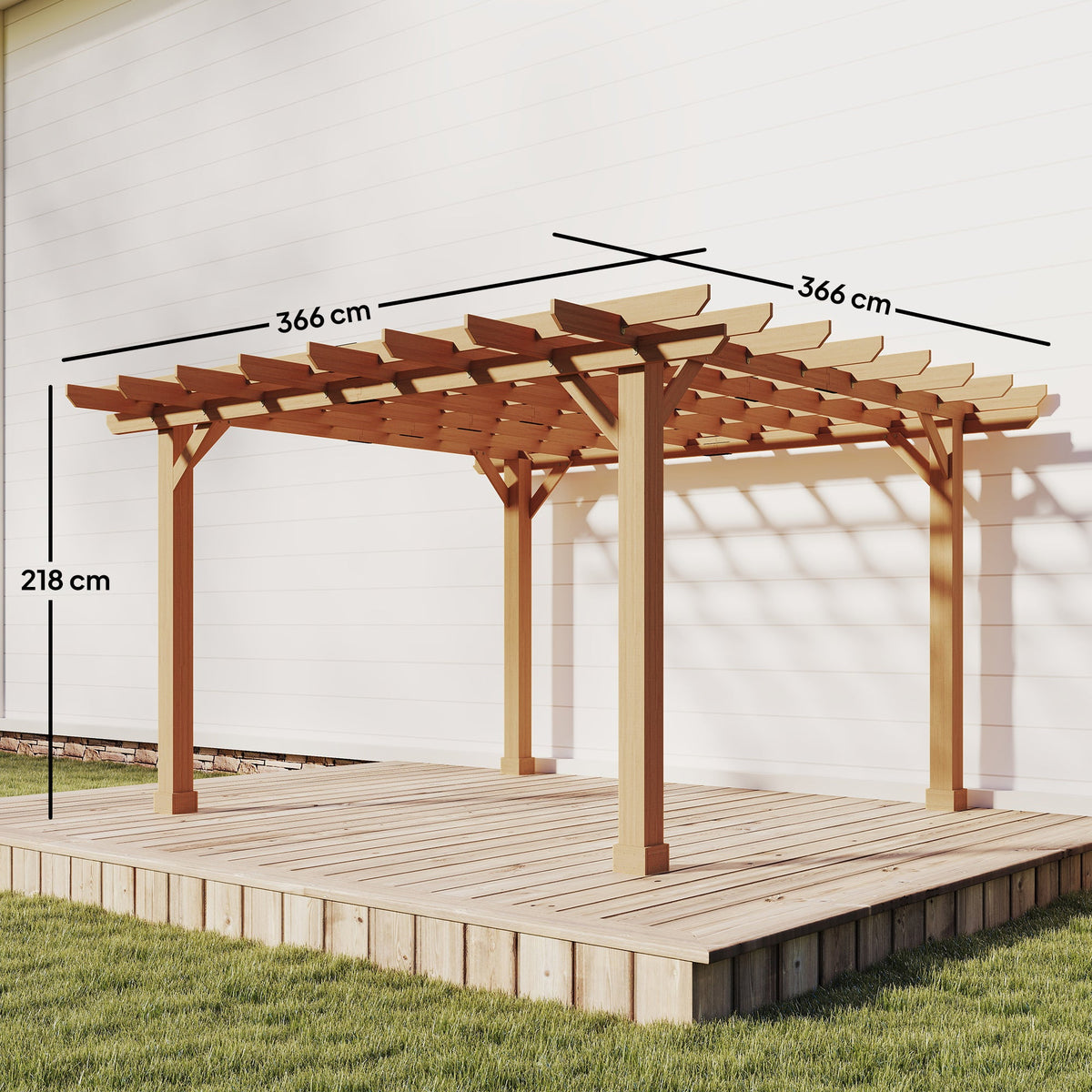 PerArbor Wooden Garden Oasis Pergola with Crisscross Beams and Sturdy Columns — product view 5