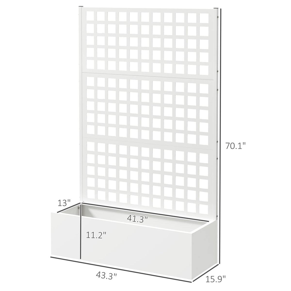Galvanized Raised Garden Bed with Trellis, 43" x 16" x 70", White — product view 5