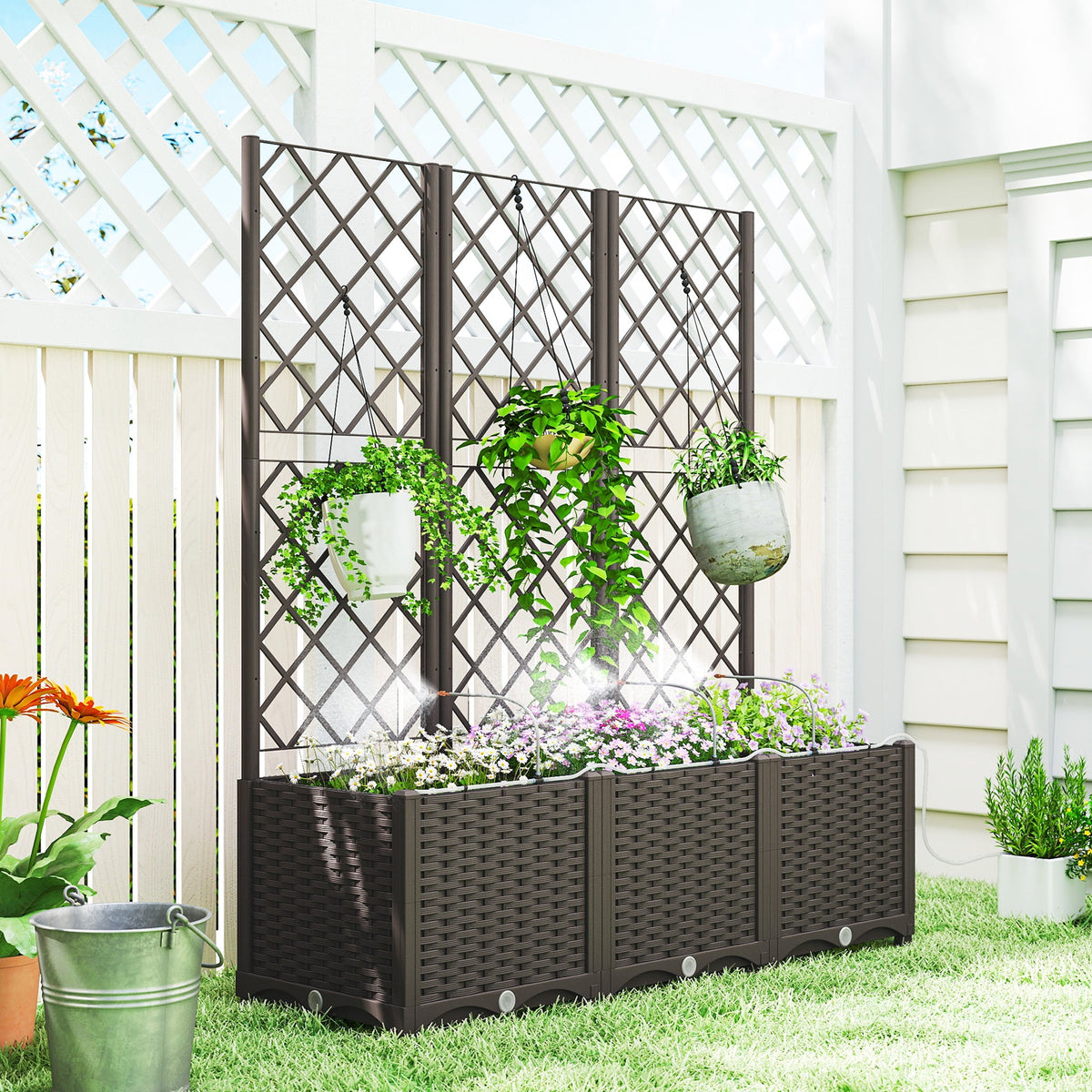 3PCS Self-Watering Planter Box with Trellis and Timer Kit — product view 4