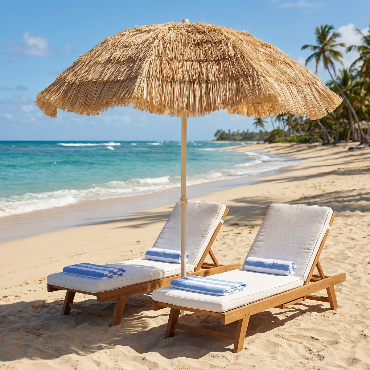 6FT Tiki Umbrella with 8 Ribs and Carry Bag, Khaki — product view 4