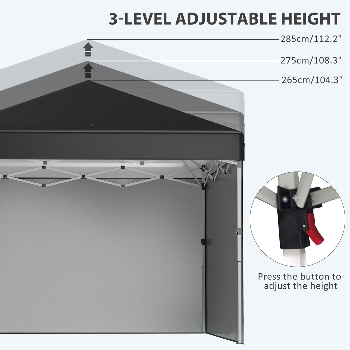 3 x 3m Pop Up Gazebo with 3 Sidewalls, Weight Bags & Wheeled Bag, Black — product view 7