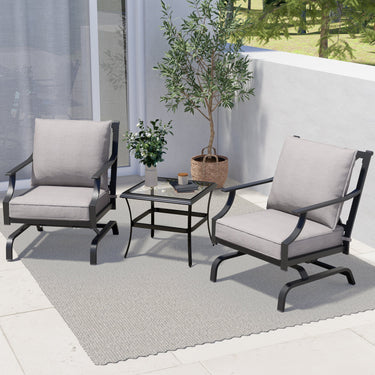 Lounge Yard 3 Piece Metal Bistro Rocking Chairs, Indoor Outdoor Chat Set