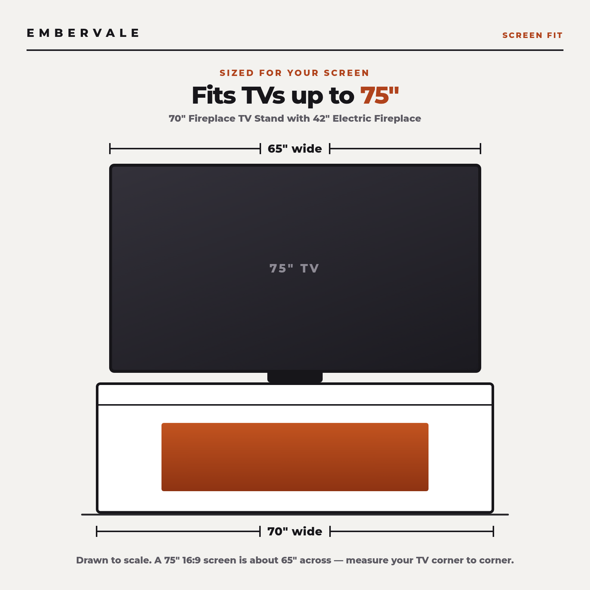 70" Fireplace TV Stand with 42" Electric Fireplace, Farmhouse TV Stand for 65 75 Inch TV, Entertainment Center TV Console — product view 4