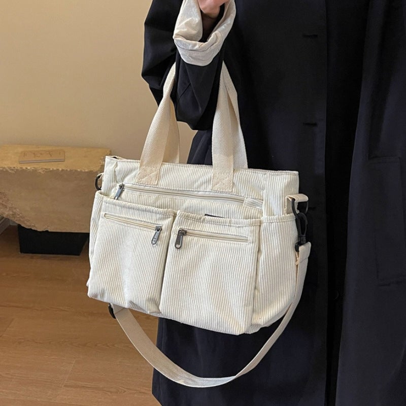 LoungeYard | Solid Color Corduroy Tote Bag — product view 1